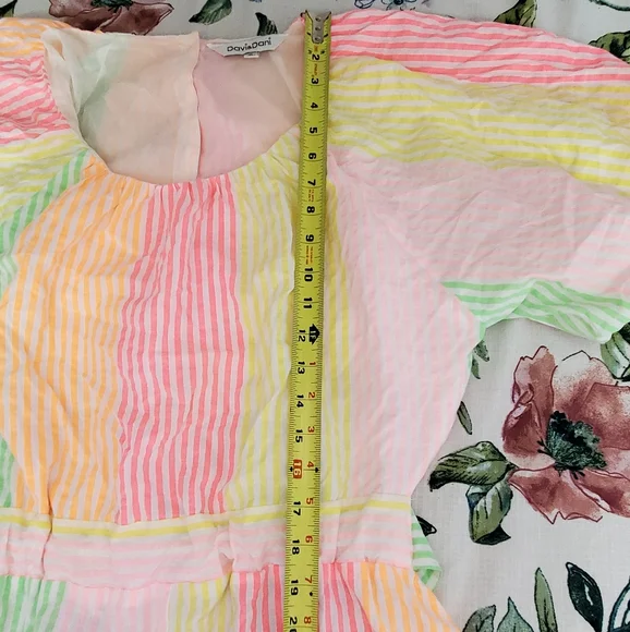 Davi & Dani Neon Bright Striped Romper. XL. - Picture 8 of 14